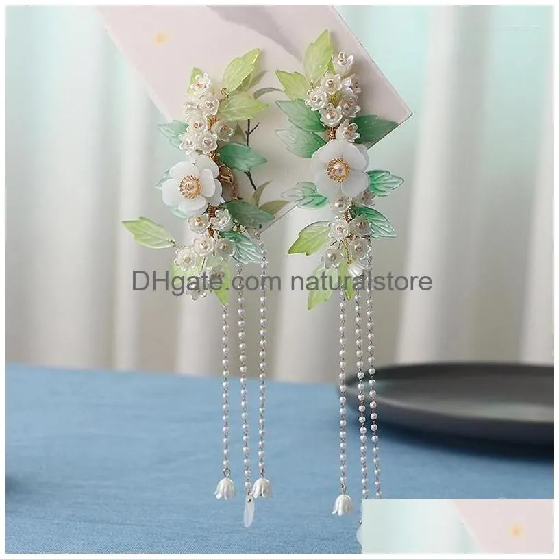 Hårklämmor Barrettes Green Glazed Flower Clip Set Liten Fresh Lily of the Valley Hanfu HeadBond Products Drop Delivery Jewel HA DHPBO