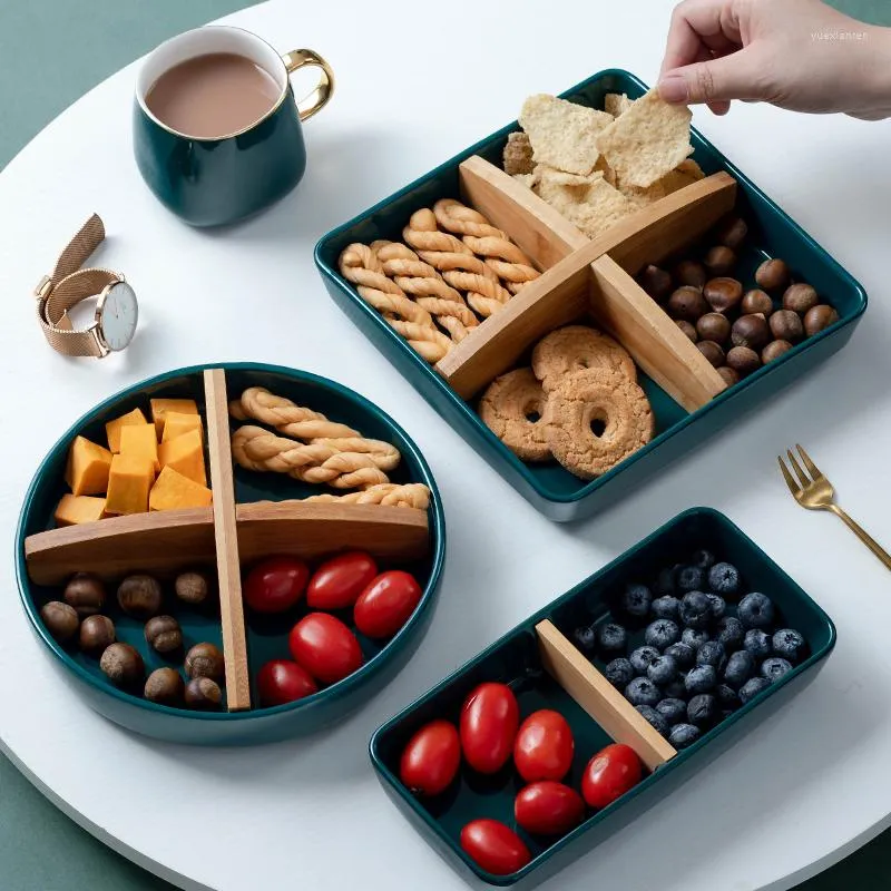 Тарелка круглый керамический поднос для хранения деревянная сетка с фруктами фрукты орехи с закусочной конфеты блюдо для выпечки десерта