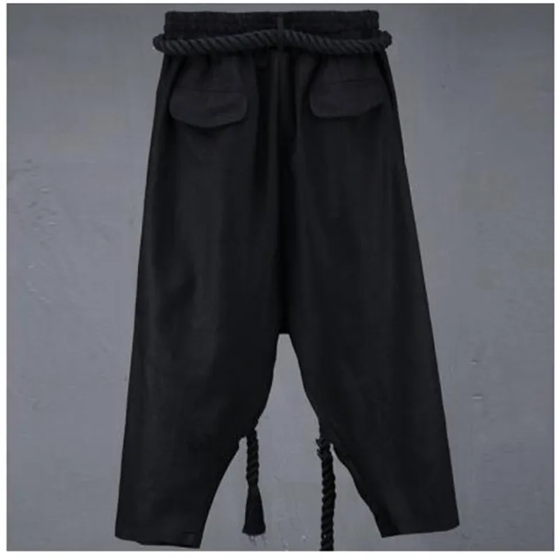 Calça masculina calça as calças da primavera e verão Low Crotch Men Wieleg Retro Culottes Bloomers Stage Fort Yamamoto Style 230202