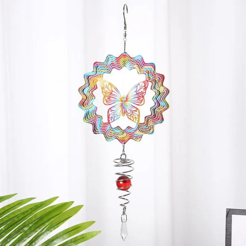 Decoratieve beeldjes Objecten Roteren Wind Spinner vlindervogels Home Decor Room Tuinhangende decoratie Outdoor Balkon Crystal Chime