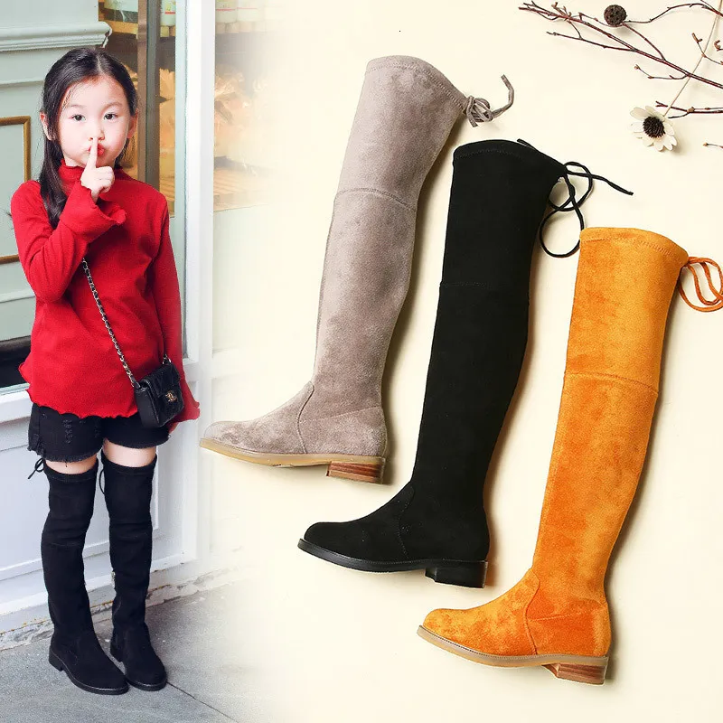 Sneakers Children Over Knee Boots Girl Shoes Fashion Autumn and Winter Princess Girls 230202