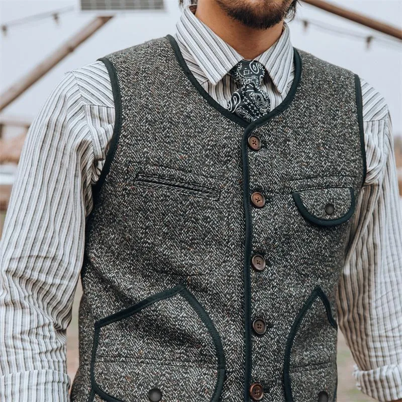 Mens wool top hunting vest