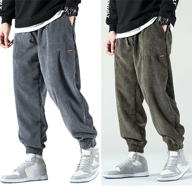 Men's Pants Men Corduroy Jogger Harem Hip Hop Spring Summer Loose Harajuku Trousers Outdoor Sport Sweatpants Big Size Pantalons 230202