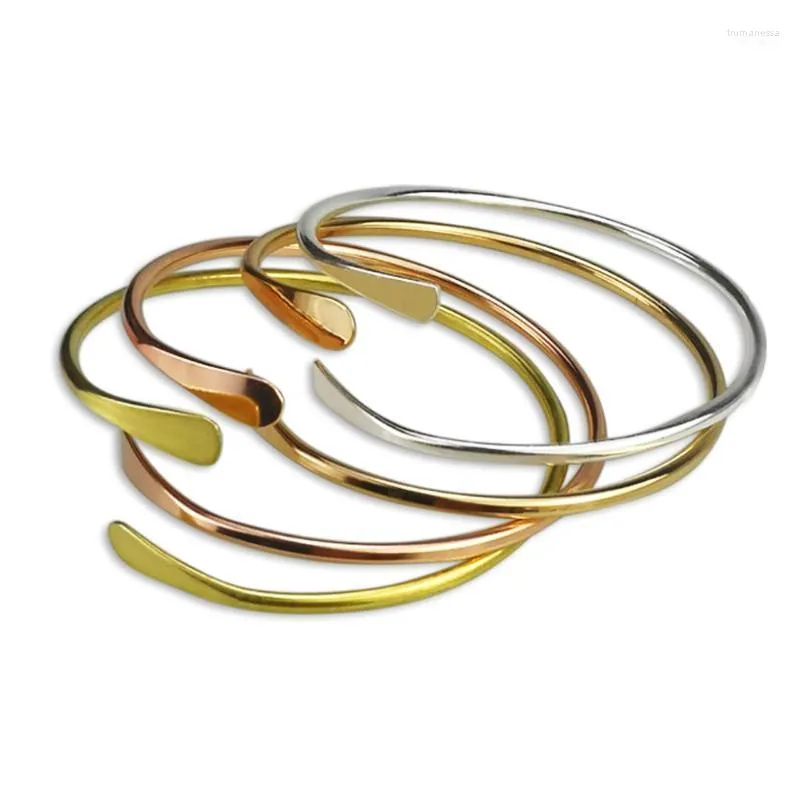 Bangle 10pcs/lot Blank Brass Stacking Bangles Smooth Oval Bracelet Open Cuff F1671 Trum22