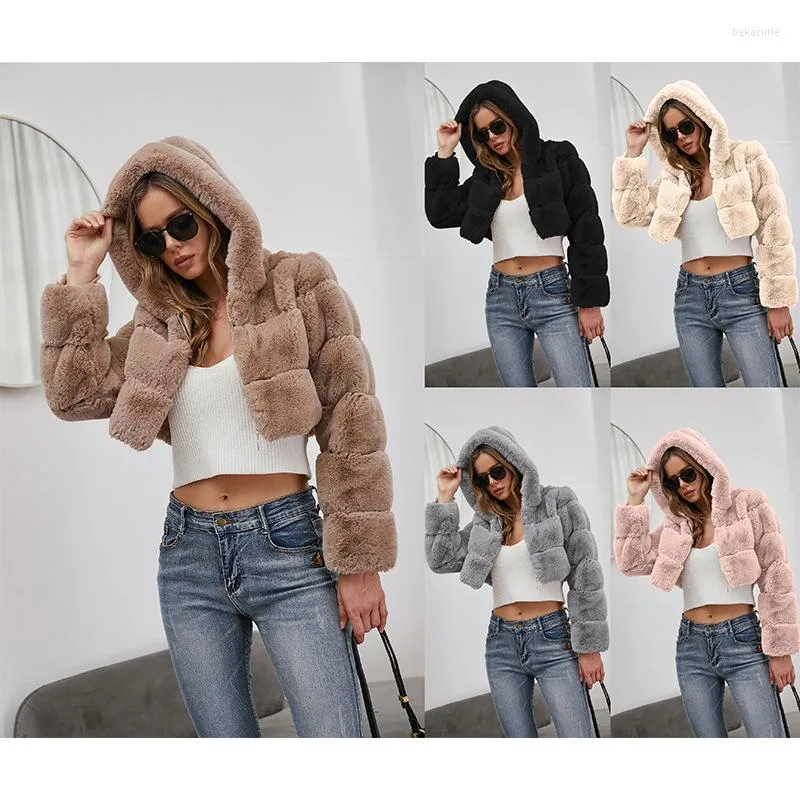 Women's Fur Faux Coat Jacket European och American Fashion Y1074