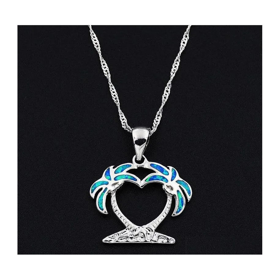 Pendant Necklaces Blue Fire Opal Three Fish Hook Necklace For Gift 1825 T2 Drop Delivery Jewelry Pendants Dh9Ng