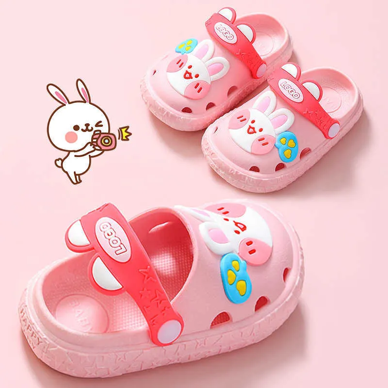 Pantoufles Petite Fille Pantoufles Mignonnes Enfants 2-6 Ans Bébé Dessin Animé Lapin En Plein Air Anti-collision Sandales Garçon Diapositives Enfants Plage Sabots Chaussures