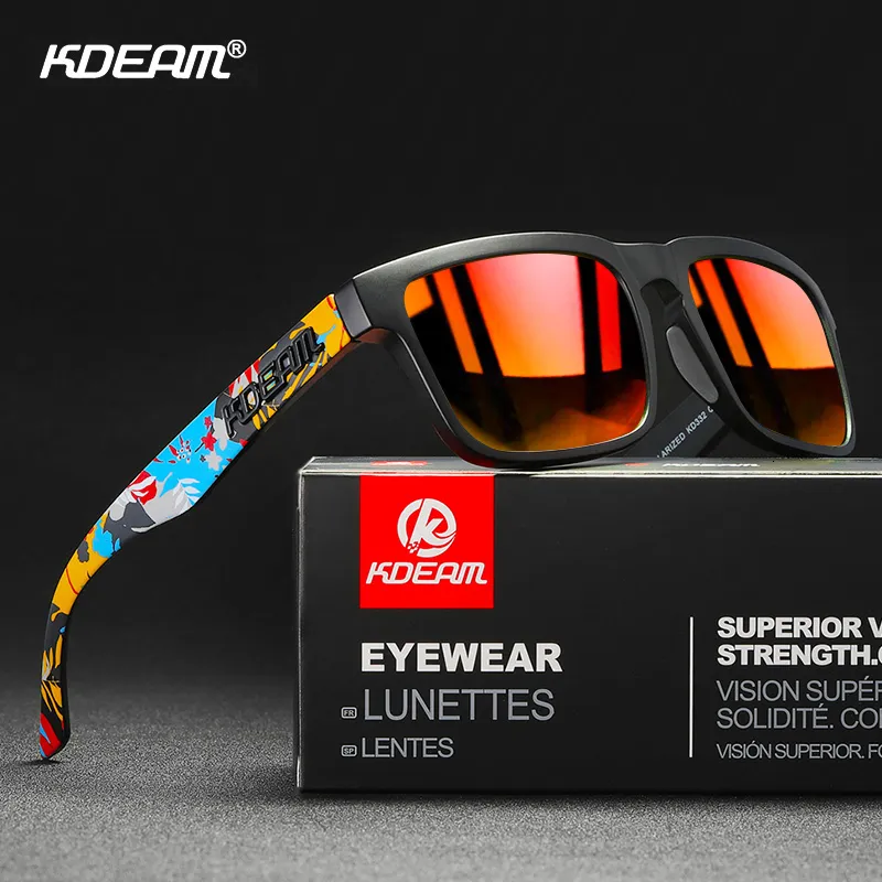 Gafas de sol KDEAM Cuadrado Polarizado Hombres Viajes al aire libre 100% Lente de protección UV Gafas de sol Estilo deportivo Gafas ligeras CE 230202