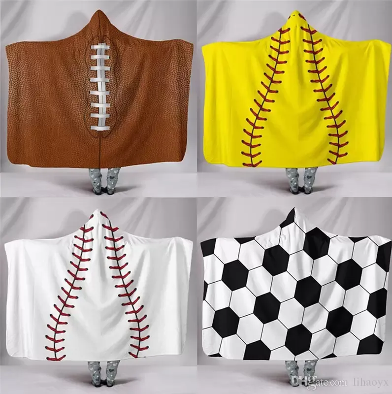 200*150 cm Baseball Fußball Sherpa Handtuch Softball Decke Sport Thema Mit Kapuze Cape Fußball Bade Handtuch Swadding Decken dc276