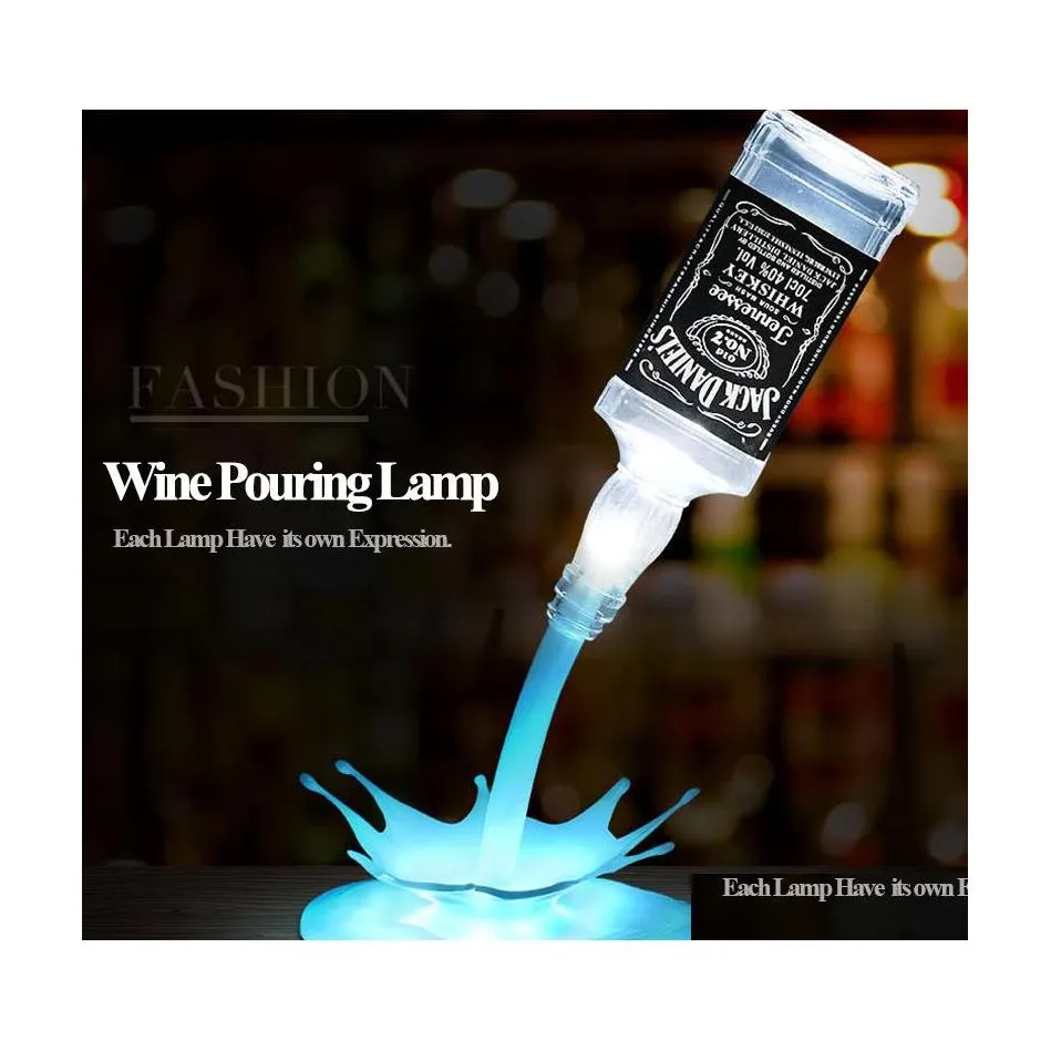 Nyhetsbelysning h￤ll lampan LED Night Light Wine 3D uppladdningsbar USB Touch Switch Fantasy Bottle Decoration Bar Party Drop Delive Dhjuy