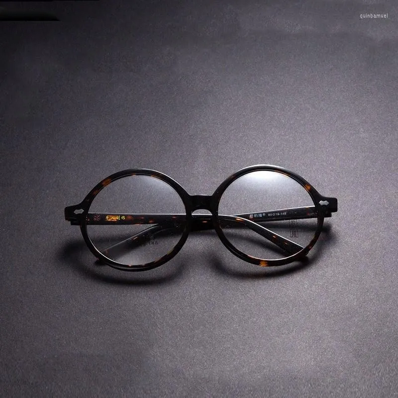 Sunglasses Frames 12Sizes Retro Round Flexible Glasses Frame Amber Acetate Temple Legs Optical Myopia Presbyopia Optics Prescription