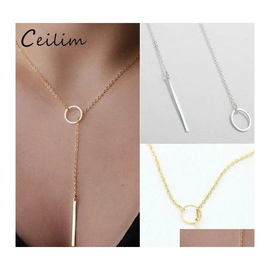 Pendant Necklaces Women Necklace Chain Statement Ring Rec Charm Chocker Simple Metal Neck Fashion Jewelry Wholesale Drop Delivery Pen Otwch