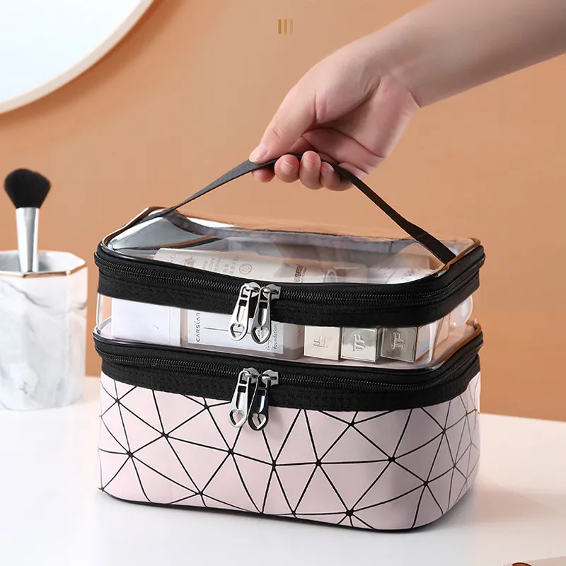 Designer-Tasche PU-Kosmetiktaschen Tragetaschen Kleine quadratische Tasche Weibliche Handtaschen Falten Make-up Waschen Handtasche Reise Rhombus Geldbörse Große Kapazität Brieftaschen Großhandel