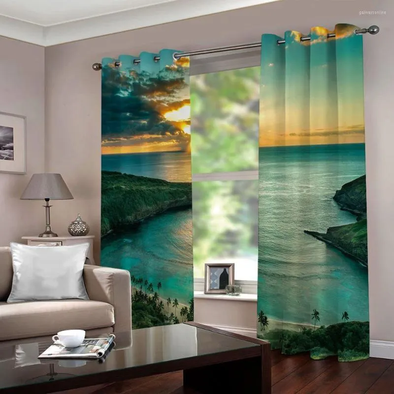 Cortina personalizada qualquer tamanho de cortinas azuis belas cenário lago janela blecaout luxo 3d conjunto para o quarto de cama vivendo