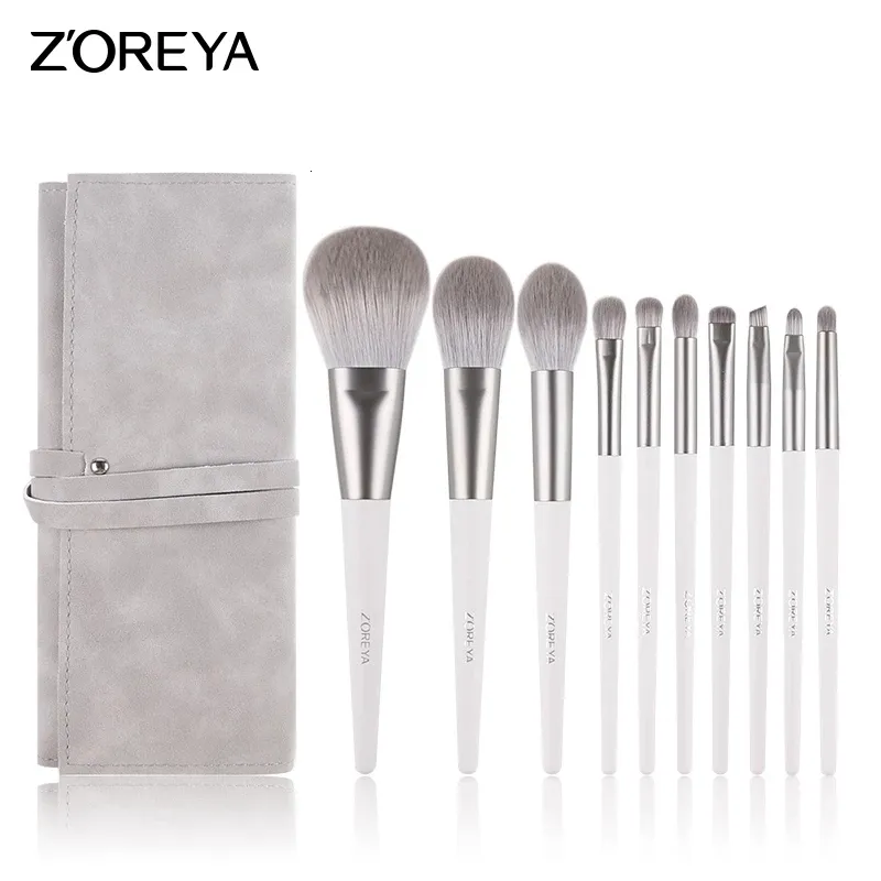 Strumenti per il trucco ZOREYA Silver 1014pcs Set di pennelli Cosmetici Pennello per ombretto Blending Blush Lip Powder Highlighter Make up 230203