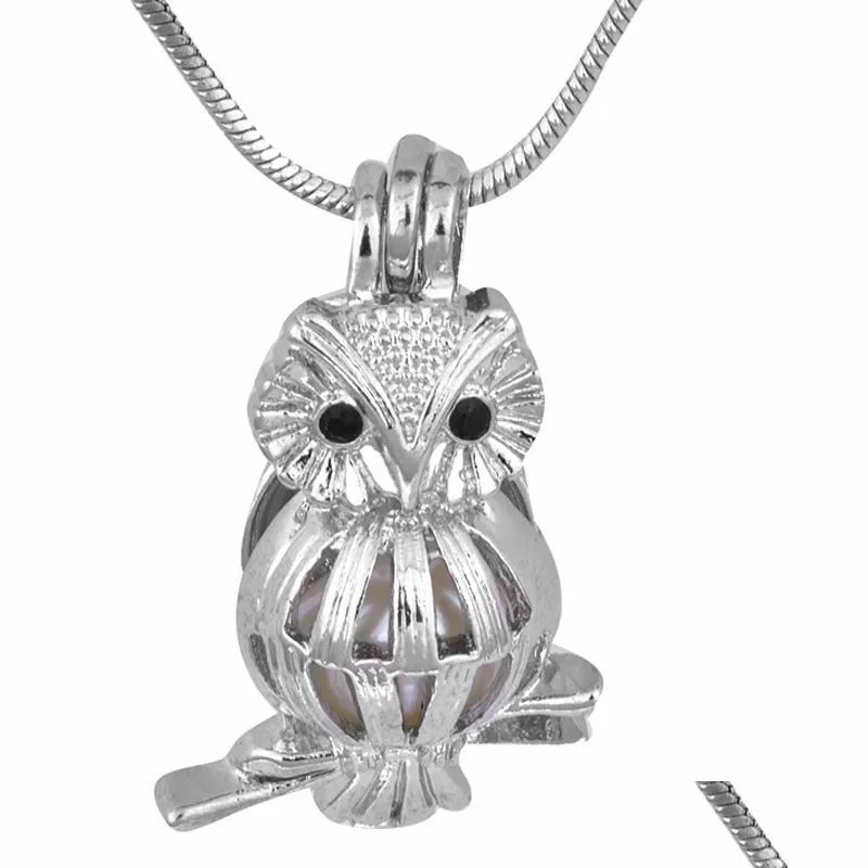 Pendentif Colliers Bébé Hibou Perle Accessoires Médaillon Évider Cage Bijou Yeux Charme Bijoux P95 Drop Delivery Pendentifs Dhicw