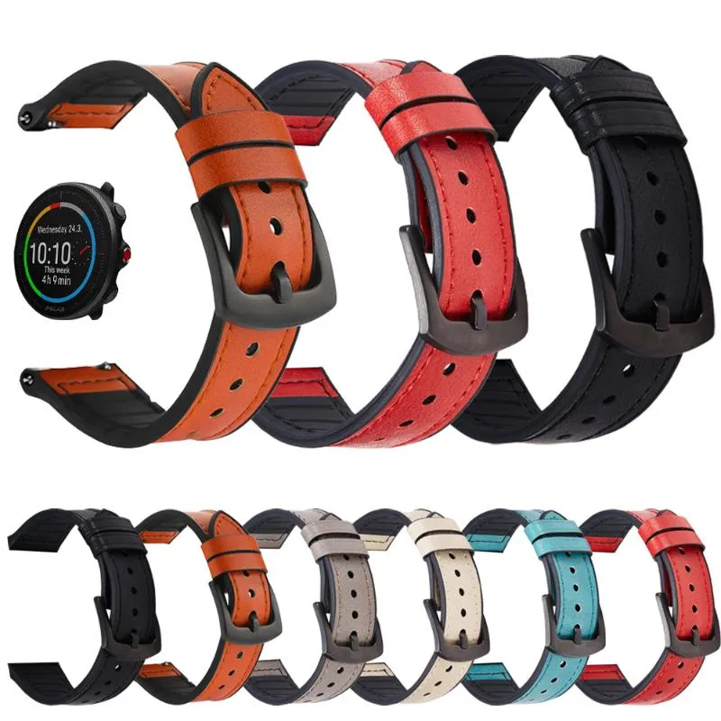 Watch Bands 20 22mm Band For Polar Vantage M2 M/IGNITE 2 WatchBand Leather Silicone Wrist Strap Grit X/Unite Replacement Bracelet