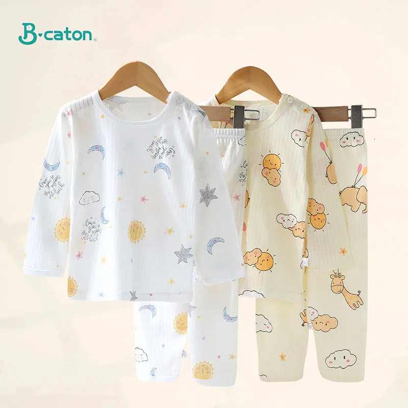 Kledingsets katoen baby kinderen kleren pyjama's schattige cartoon longshort mouw home pyjama slaapkleding zacht ademend 230203