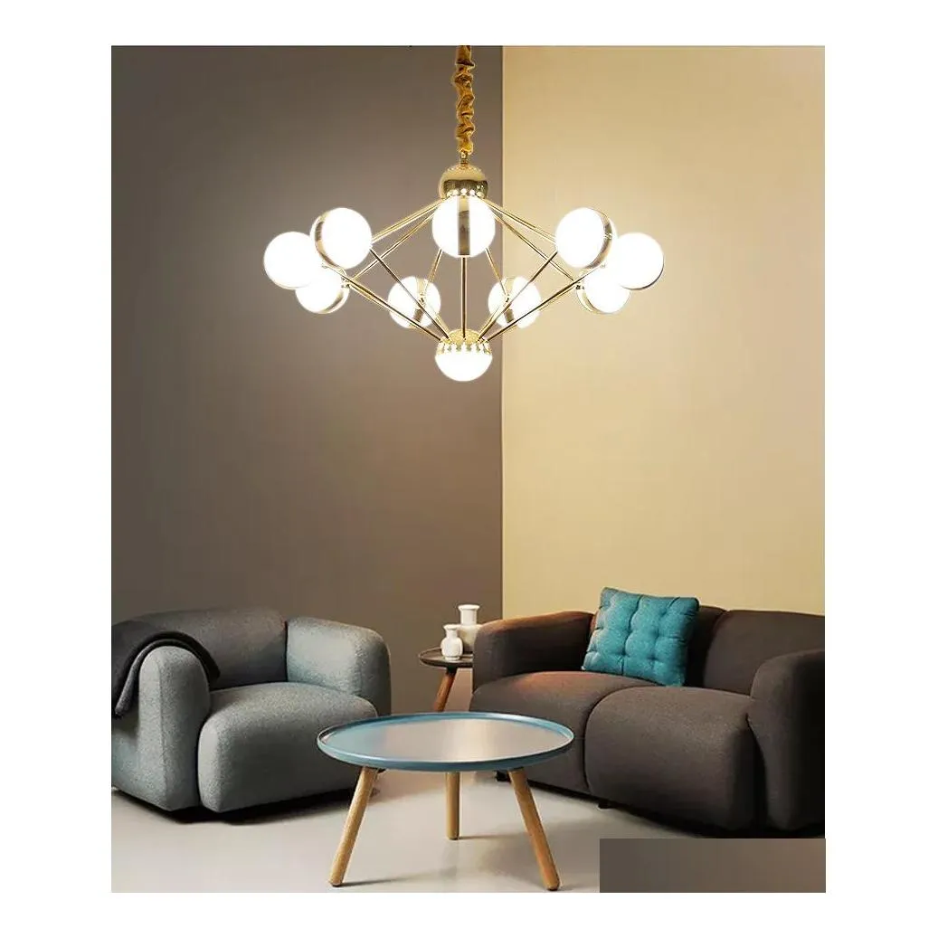 Pendant Lamps Lustre Plate Chrome Gold Metal Led Chandelier Lights 5W Per Light Lumiaria Indoor Lighting Lamparas Drop Delivery Dhese