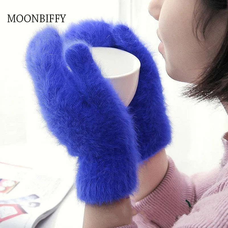 Five Fingers Gloves Wool Female Winter Mittens Factory Outlet Fur Fingerless Women Girls 2023 Wholesale