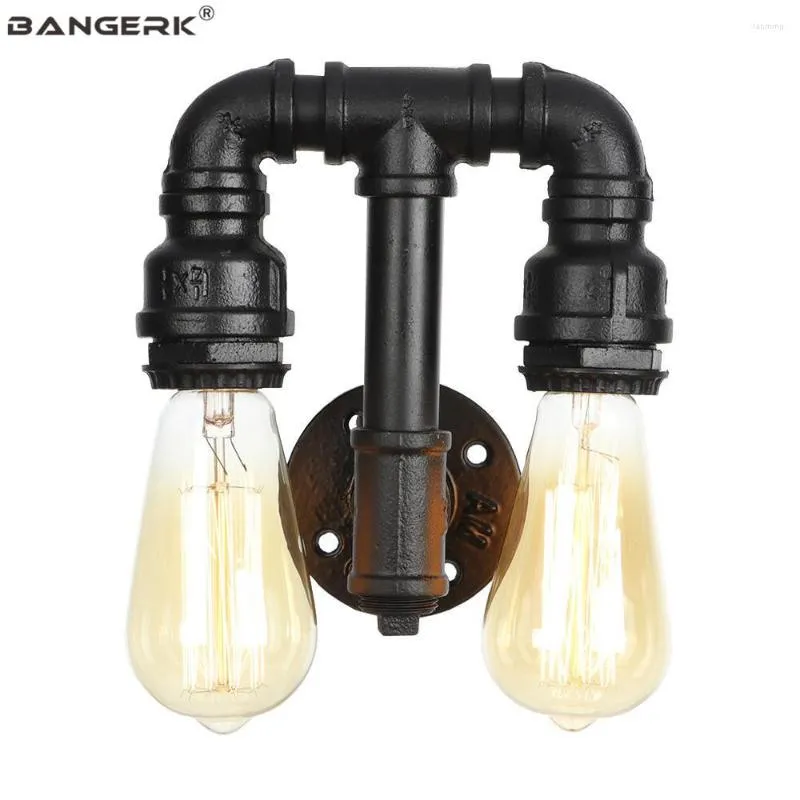 Lampa ścienna podwójna żelaza na poddaszu Antyczna rura wodna światła LED Edison Sconces Industrial Vintage Lighting Decor Home Decor Luminaire