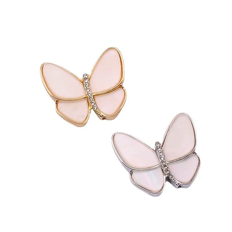 Rhinestone Butterfly Brosch Women's V Collar Anti-Light Buckle Pin Fixing Clothes