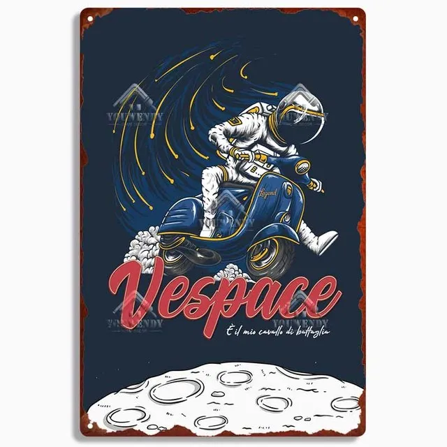 Plaque émaillée Vespa Servizio - Décoration élégante de 50 cm