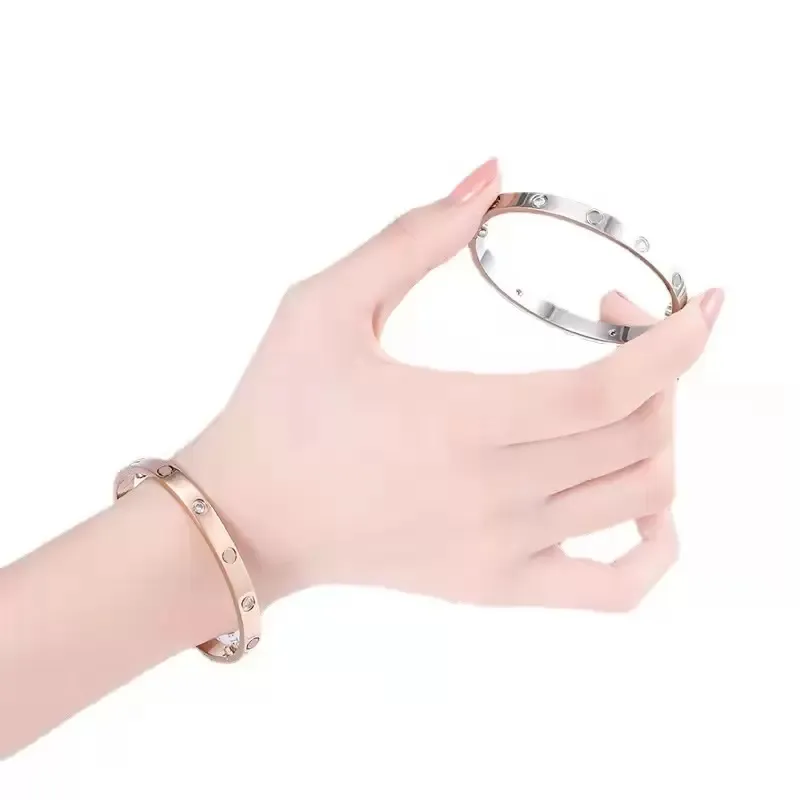 bracciale designer per donna Bracciali a vite Cacciavite Acciaio al titanio Bracciale con diamanti argento Donna Uomo donna regalo di lusso per feste Ampia versione braccialetti gioielli