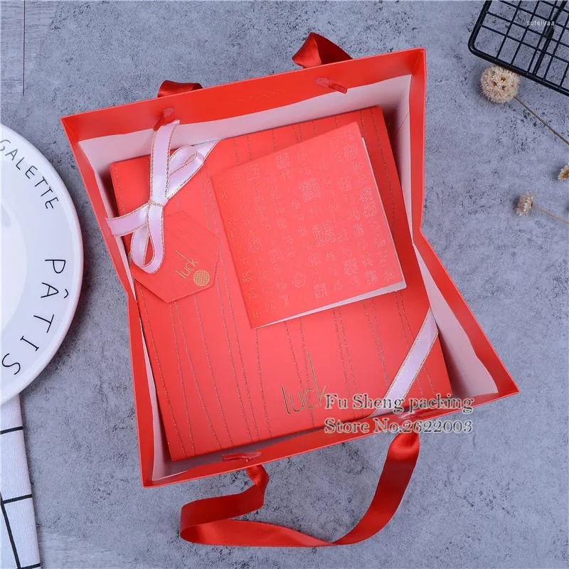 Gift Wrap Bronzing Red Paper Box.chocolate Packaging Box Cake Boxes For Wedding Birthday Party Home Decorations 100pcs/lot
