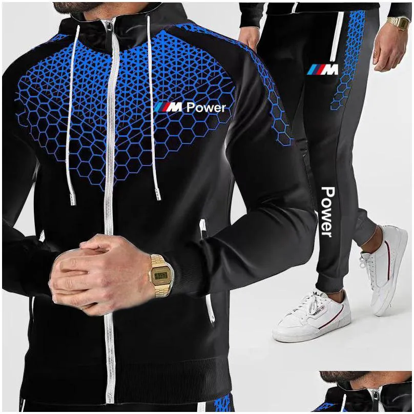 Herrspårar Mens Designer 2021 Cardigan Sportswear Suit Långärmad hoodie Lägg till jogging 2 -stycken Fitness Running Drop Delivery App Dhlwi