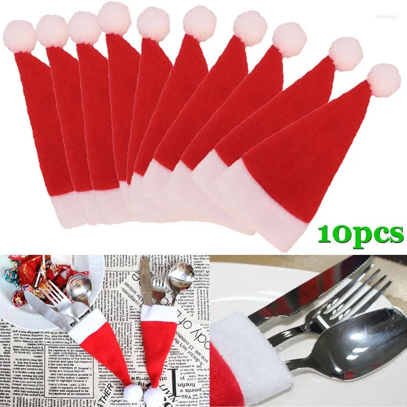 クリスマスデコレーションVIP -Christmas Hat Cutlery Bag Candyギフトバッグかわいいポケットフォークカッターホルダーテーブルディナー装飾