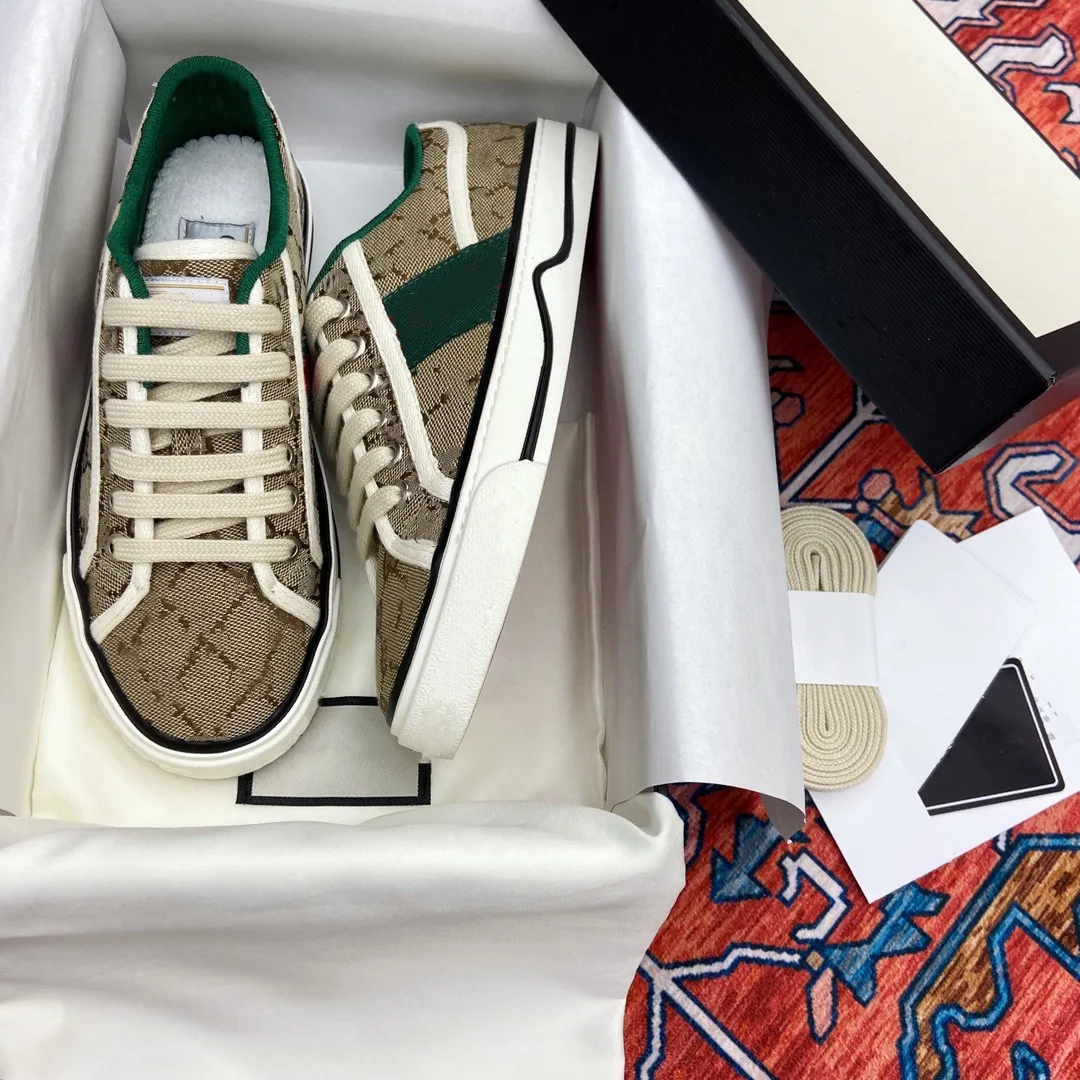 Tennis 1977 Sneakers Vrijetijdsschoenen voor heren Linnen luxe designer Damesband met gestreepte rubberen zool Lage sportschoenen voor heren van elastisch katoen