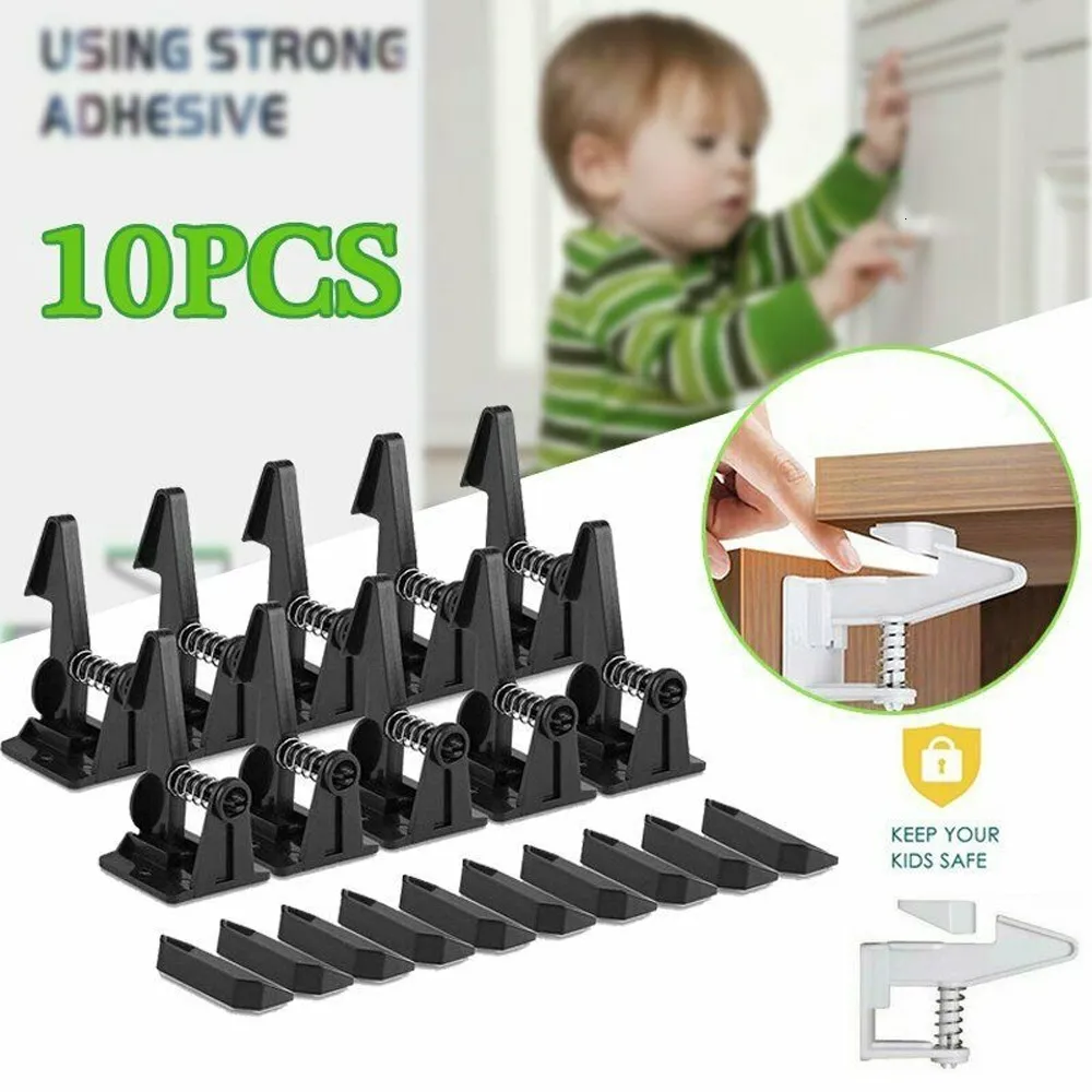 Baby Locks Latches# 10pcs Safety Invisible Security Drawer Lock No Punching Children Protection Cupboard Cabinet Door 230203