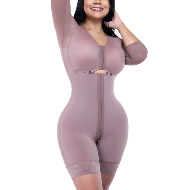 Shapers pour femmes Crochet réglable et fermeture avant des yeux Manches longues Femmes Shapewear avec soutien-gorge Contrôle du ventre ShapewearFemmes FemmesFemmes