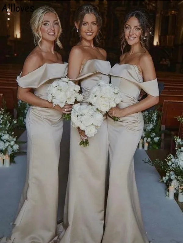 Axless Off the Shoulder Bridesmaid Dresses Sexy Boho Country Wedding Guest Prom Party Gowns Formal Slim Arabic Aso Ebi Long Maid of Honor Dress Plus Size CL1774