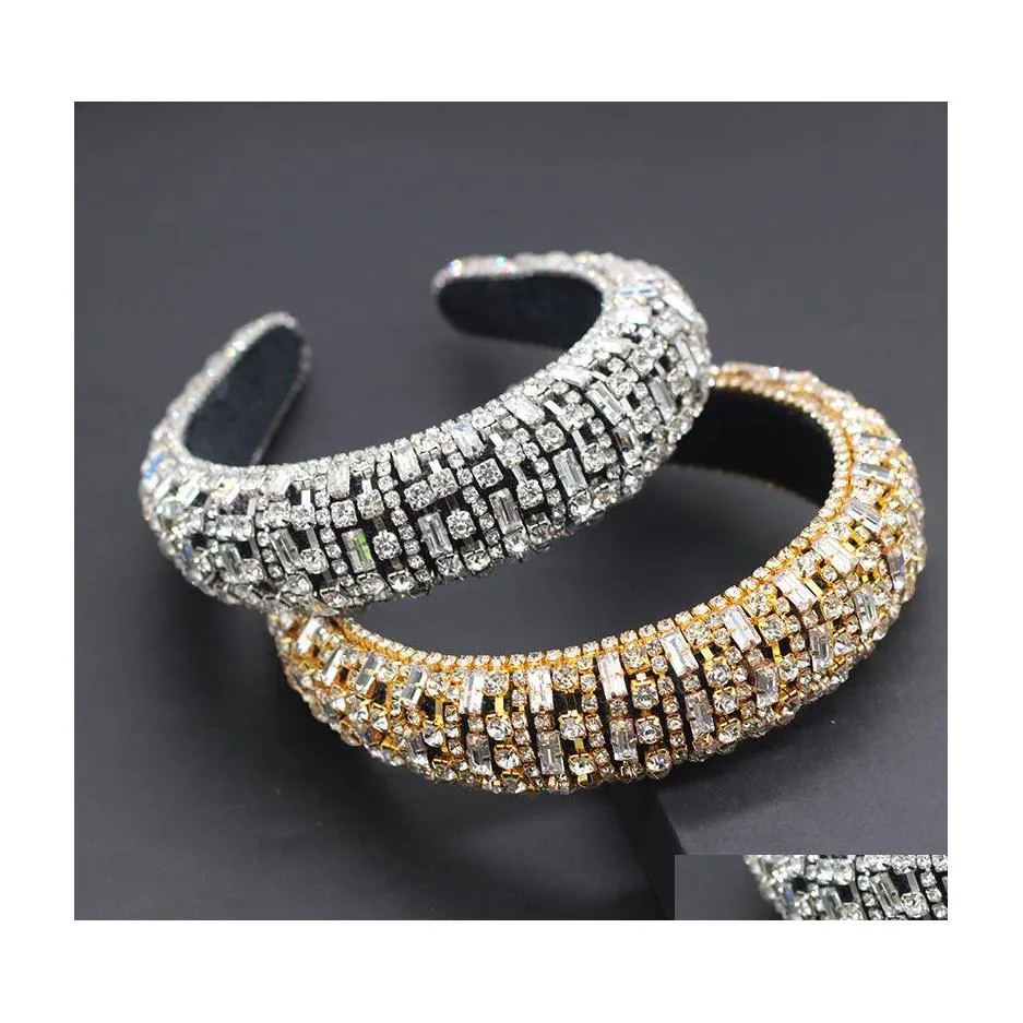 Bandeaux Pinces À Cheveux Barrettes De Luxe Carré Strass Géométrique Rétro Personnalité Beautif Bandeau Style Européen Et Américain Bar Dhx3B