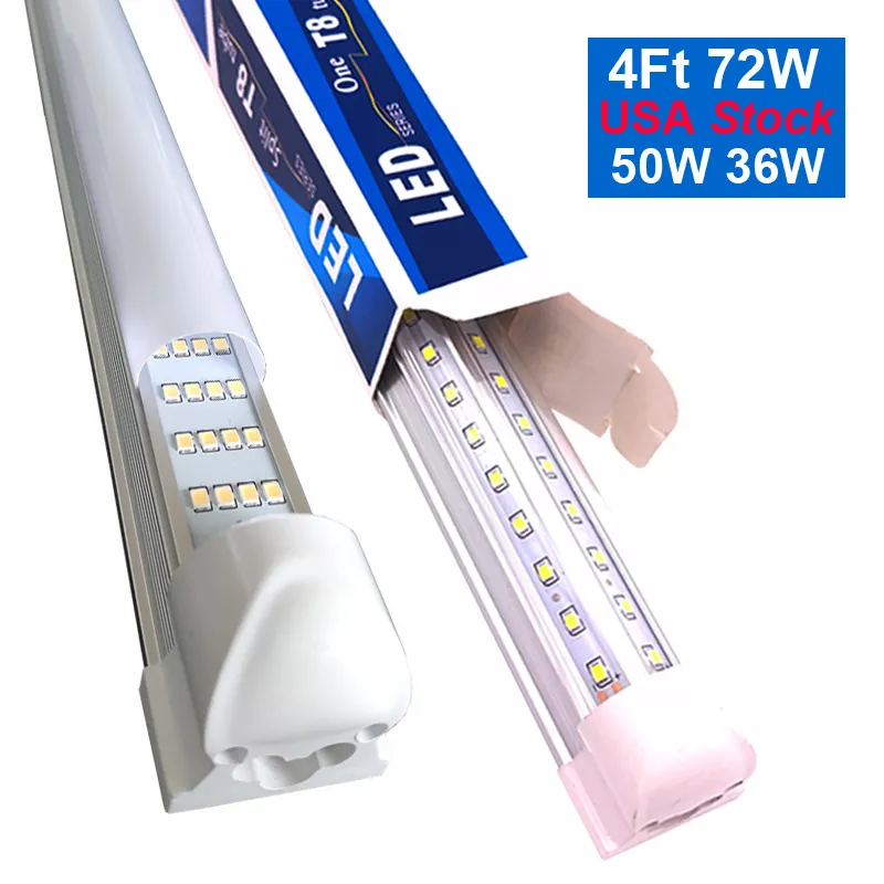 T8 LED -rörbelysning 4ft 4 fot 72W 50W SMD 2835 Fluorescerande Lätt ersättning 6000K Cool White Shops Lamplampor Crestech168