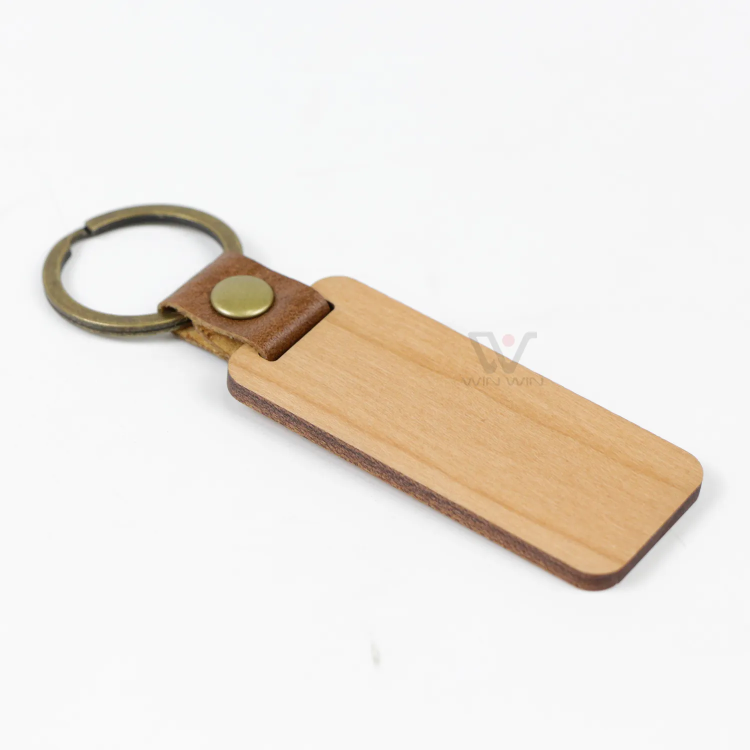 Wooden Metal Key Chain Tag Gifts Set Car Key Ring Wood Laser Blank Craft Gift Promotional Wood Keychain