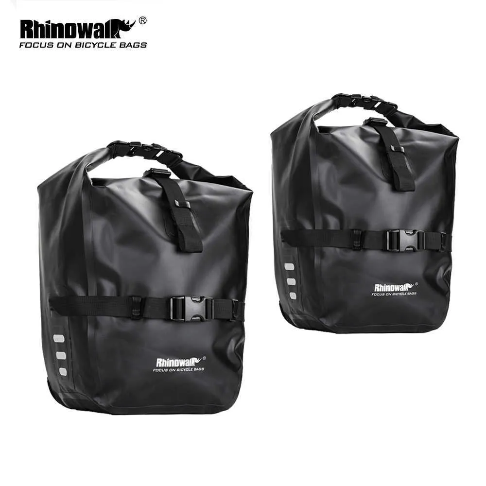 Panniers S Rhinowalk 2 Pieces 20L Bicycle Pannier Accessories Waterproof Portable Bike Trunk Pack Travel Cycling Bag 0201