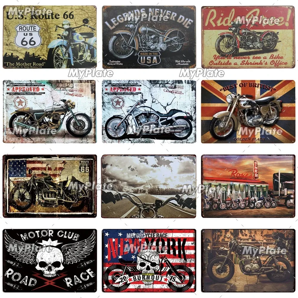 オートバイの金属缶サインヴィンテージプラーク缶ガレージクラブプレートクラフトの壁の装飾アートルート66ポスターギフトカスタム卸売30x20cm W01
