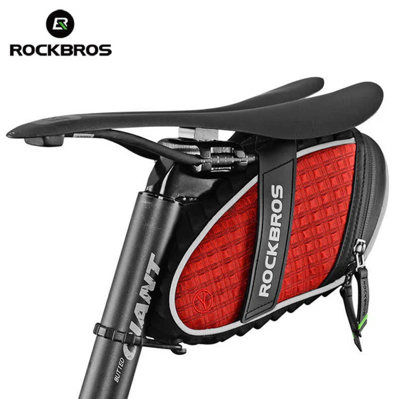 Borse laterali ROCKBROS Ciclismo Borsa da sella Reggisella posteriore 3D Shell Antipioggia Riflettente Borsa da bicicletta antiurto MTB Accessori bici 0201