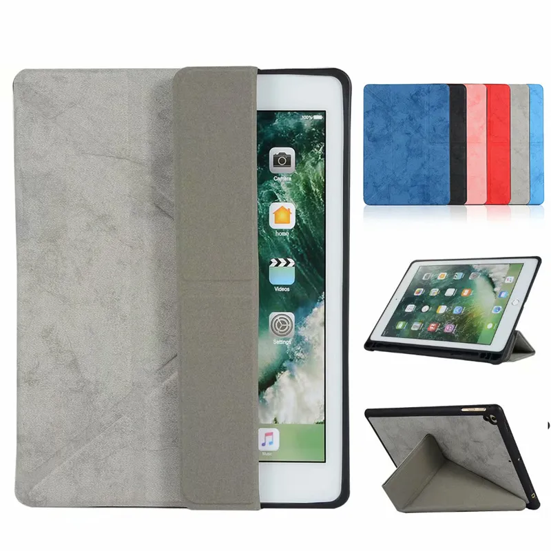 Étui en cuir PU rétro avec porte-stylo et réveil, pour iPad 2022 10.2 9.7 Air 10.9 Pro 10.5 11 8e 7e 9e Mini 1 2 3 4 5 6, housse de support Folio