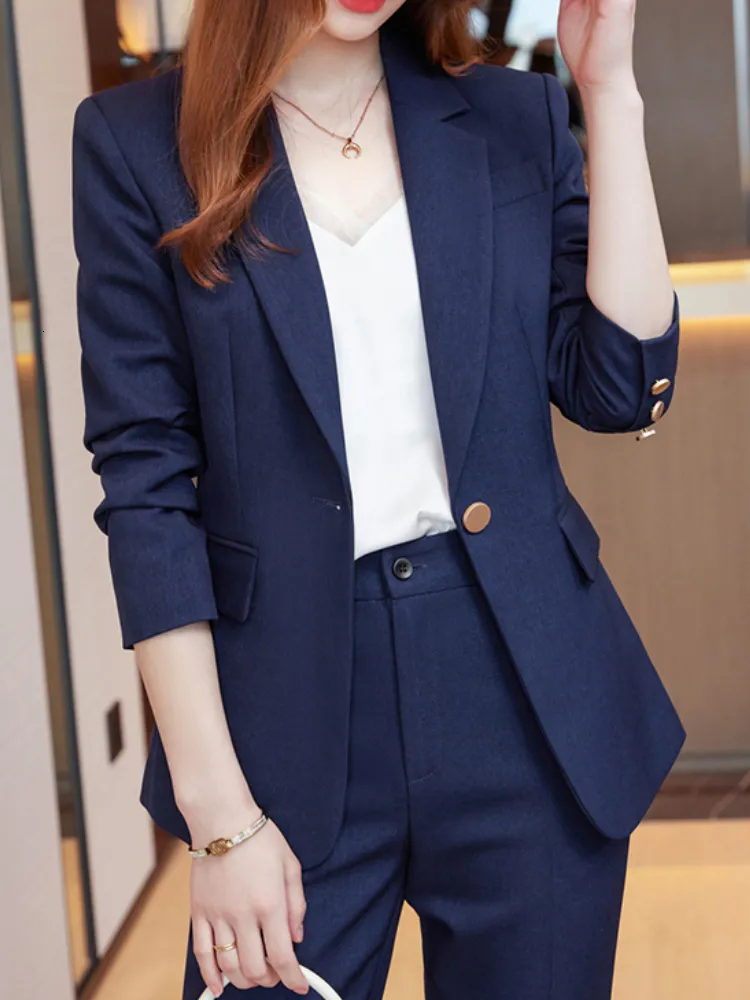 Navy trouser suit womens hot sale