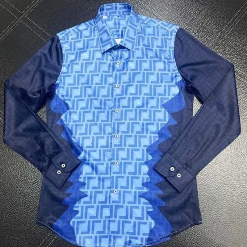 Camicia casual da uomo di alta versione a maniche lunghe tshirt fd camicie firmate Camicia in seta a contrasto stampata con lettere Giacca sottile