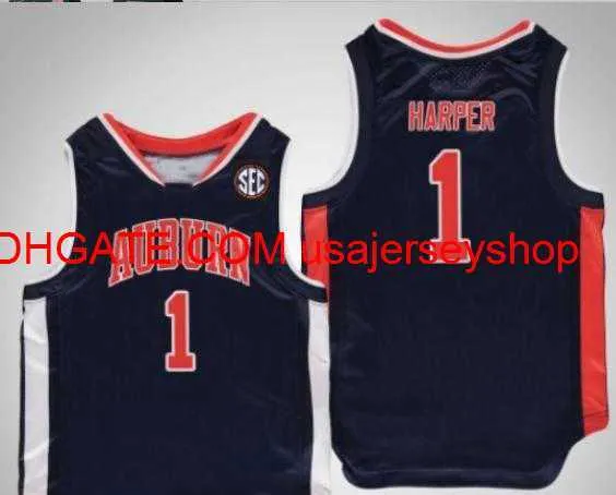 Aangepaste mannen jeugd vrouwen vintage tijgers Jared Harper #1 college basketball jersey S-4XL 5xl aangepast elke naamnummer trui