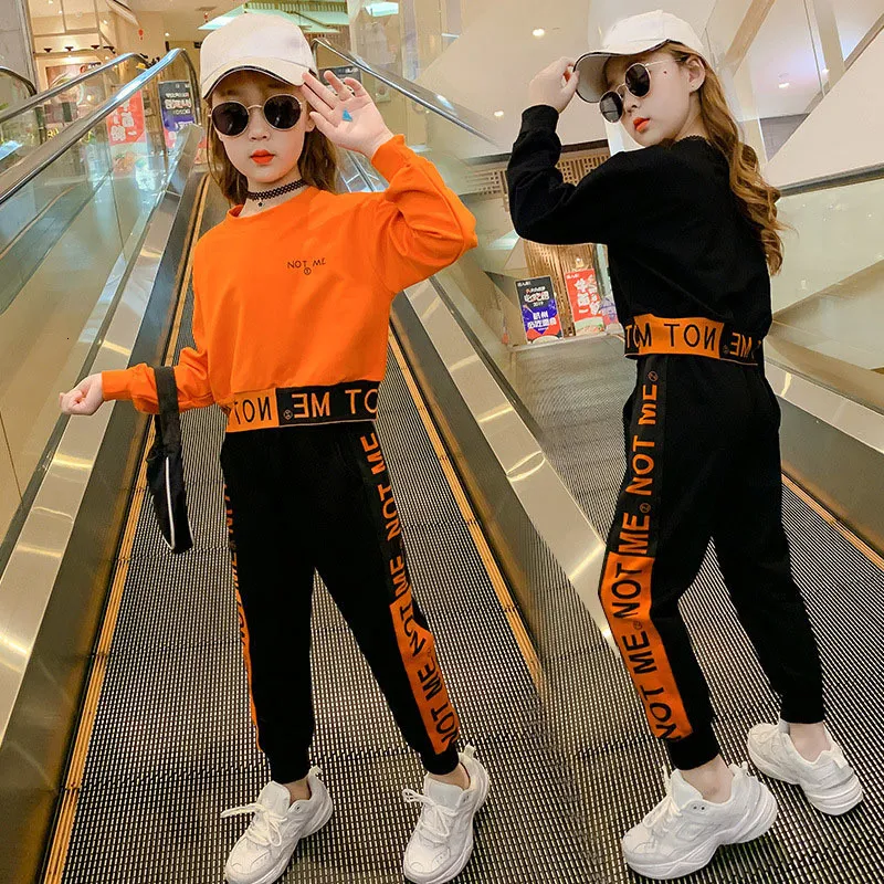 Clothing Sets Girls Sweater Suit Spring Autumn ChildrenS LongSleeved Casual TopCasual Trousers Big Kids Sports Clothes 230203