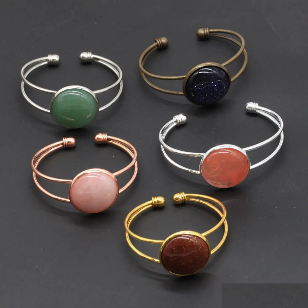 Bracciale 10 pezzi diversi braccialetti fatti a mano con pietre preziose rotonde agata pietra quazt apertura sier braccialetti in rame oro per gioielli da donna amore W Dh46D