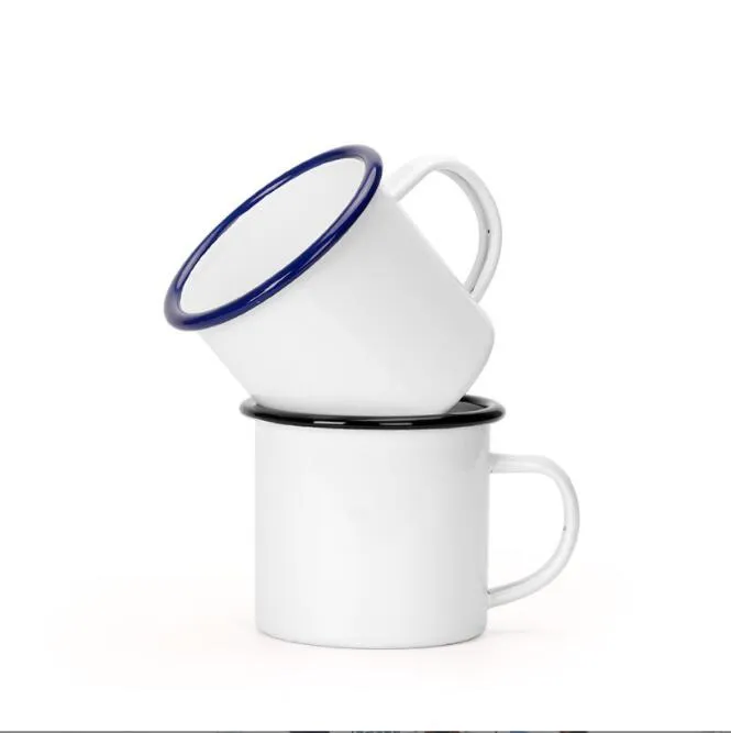 Gadgets d'extérieur 12 oz sublimation émail tasse blancs gobelet à vin tasse à café avec poignée bricolage impression