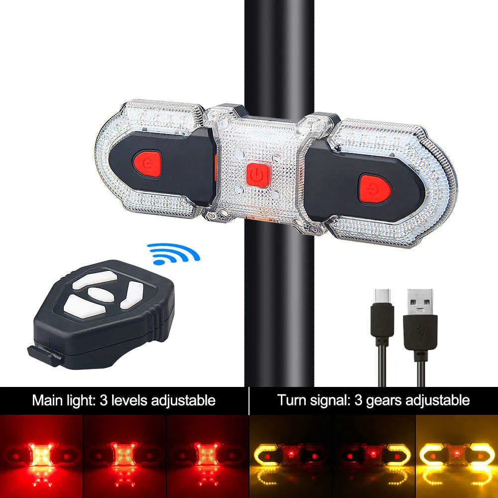 Lights Update Wireless Remote Control Bike Light Detachable Turning Signal Warning Cycling Taillight USB Rechargeable Bicycle Lamp 0202