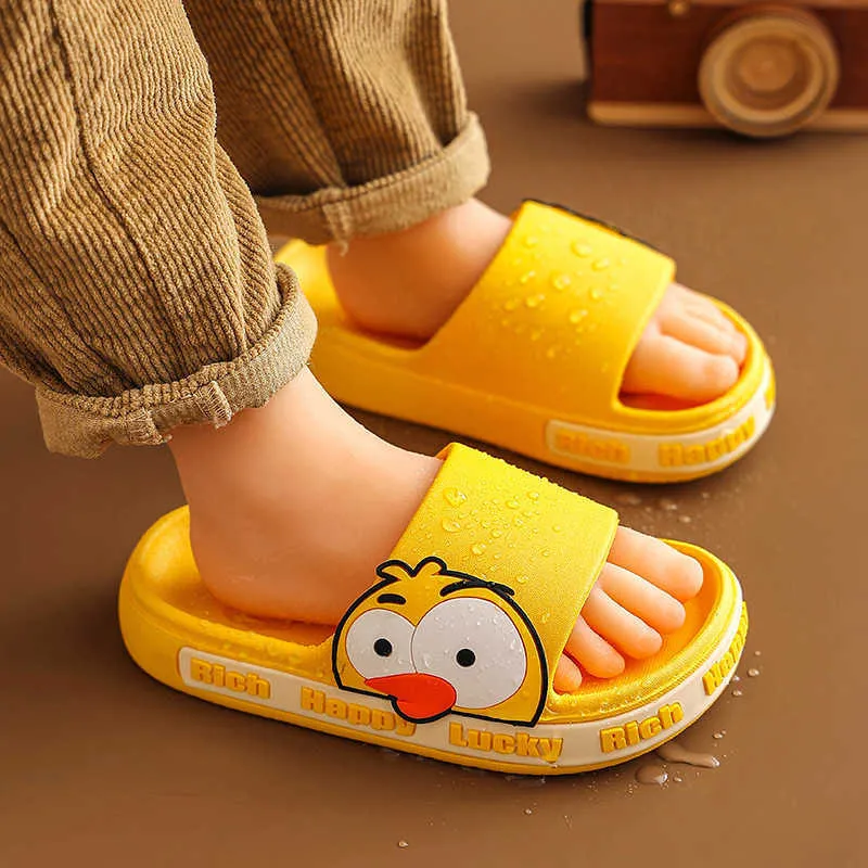 Slipper kinderen slippers zomer cartoon schattige vogel indoor babymeisjes en jongens eenvoudige open-teen huis solide niet-slip strandschoenen 0203